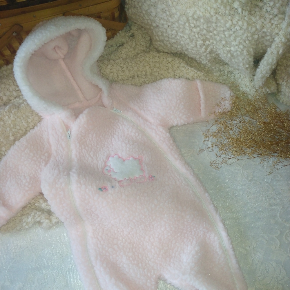 Pink Fleece Baby Bunting Suit